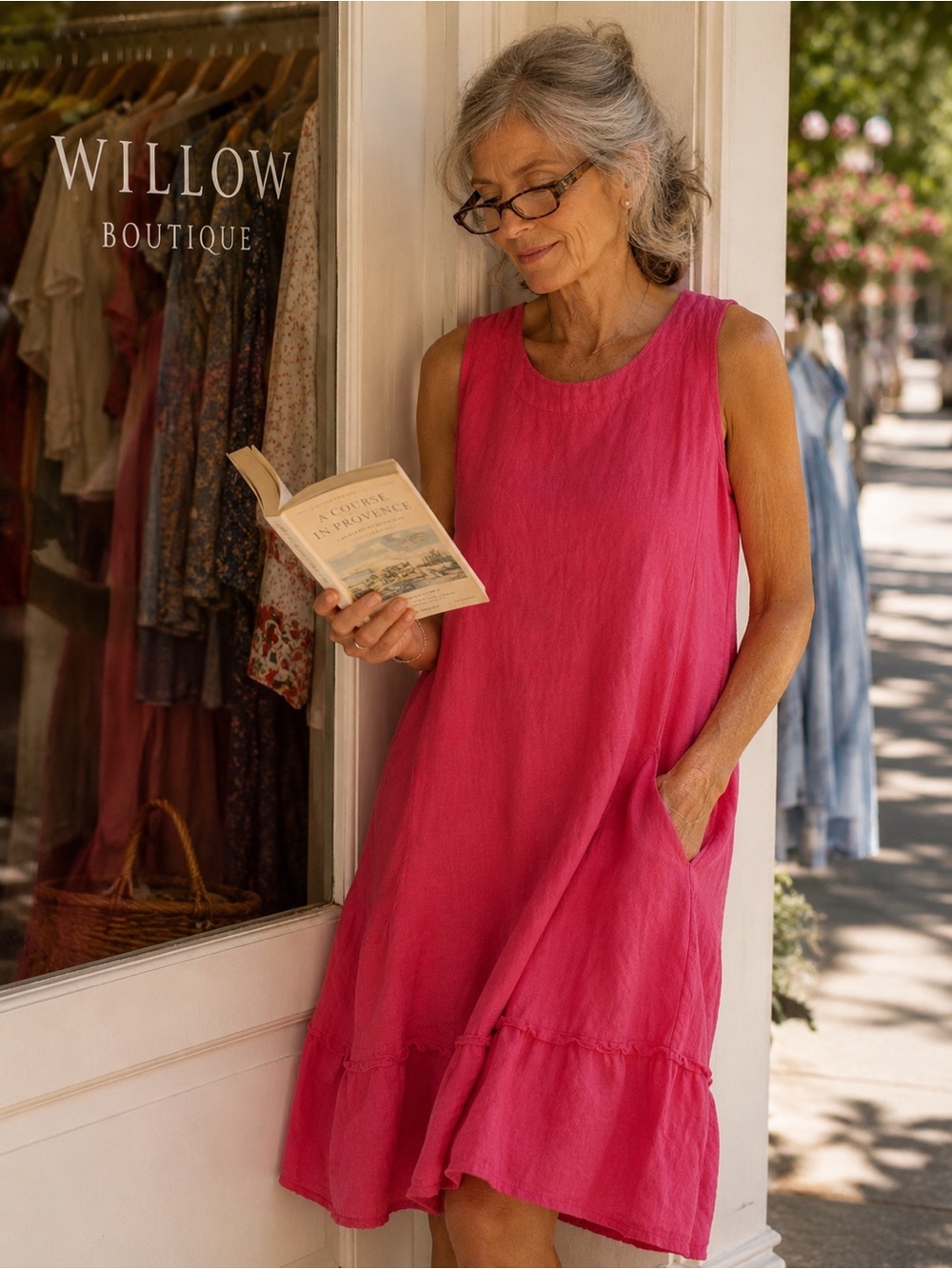 Cut Loose Hot Pink A-Line Linen Dress